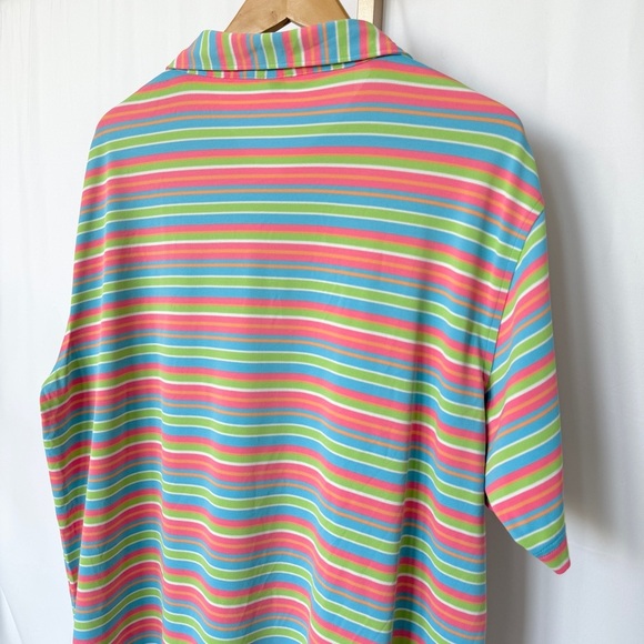 Peter Millar Men's Summer Comfort Polo Shirt L Multicolor Striped Short Sleeve - Picture 7 of 11